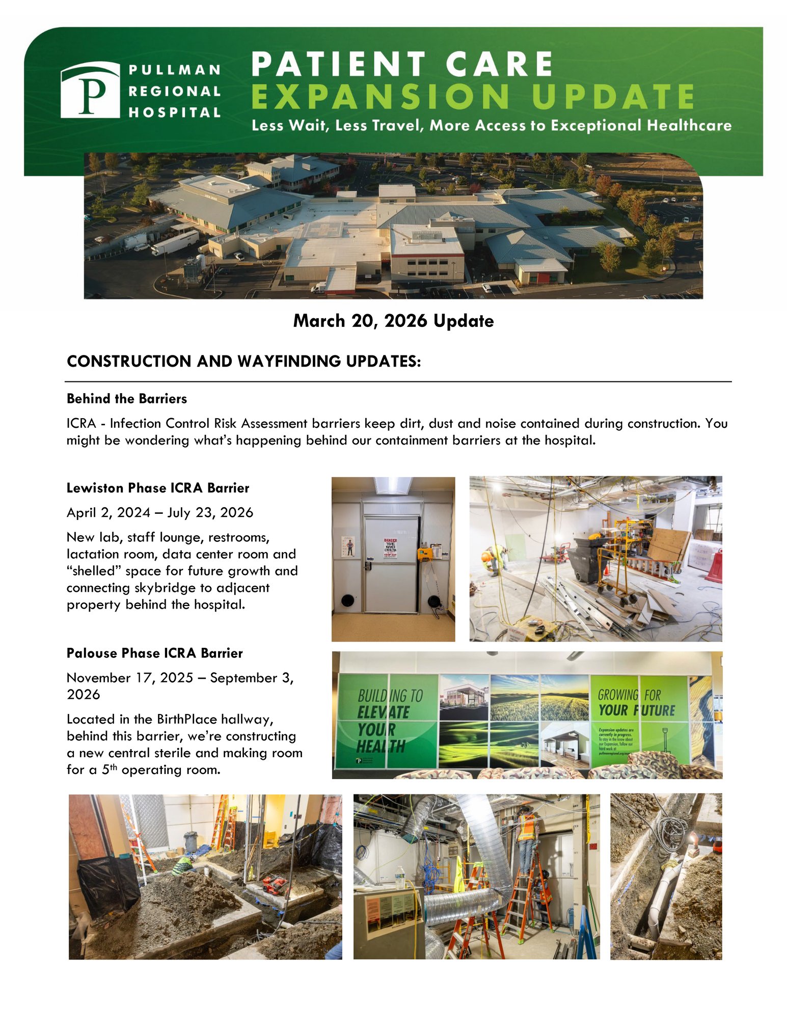Page 1 of the March 20 2026 Pullman Regional Hospital Patient Care Expansion Project Update Page 1 of the March 20 2026 Pullman Regional Hospital Patient Care Expansion Project Update