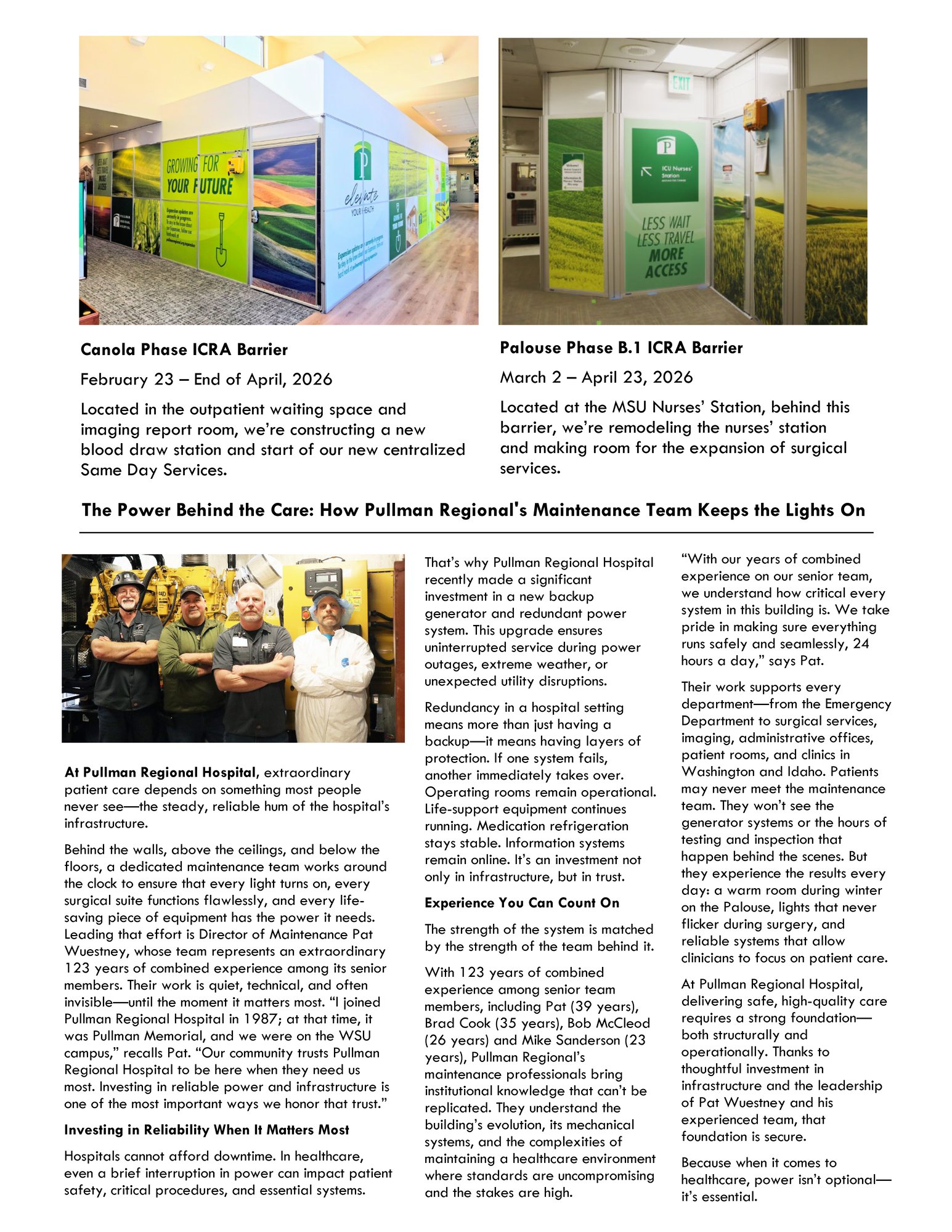 Page 2 of the March 20 2026 Pullman Regional Hospital Patient Care Expansion Project Update Page 2 of the March 20 2026 Pullman Regional Hospital Patient Care Expansion Project Update